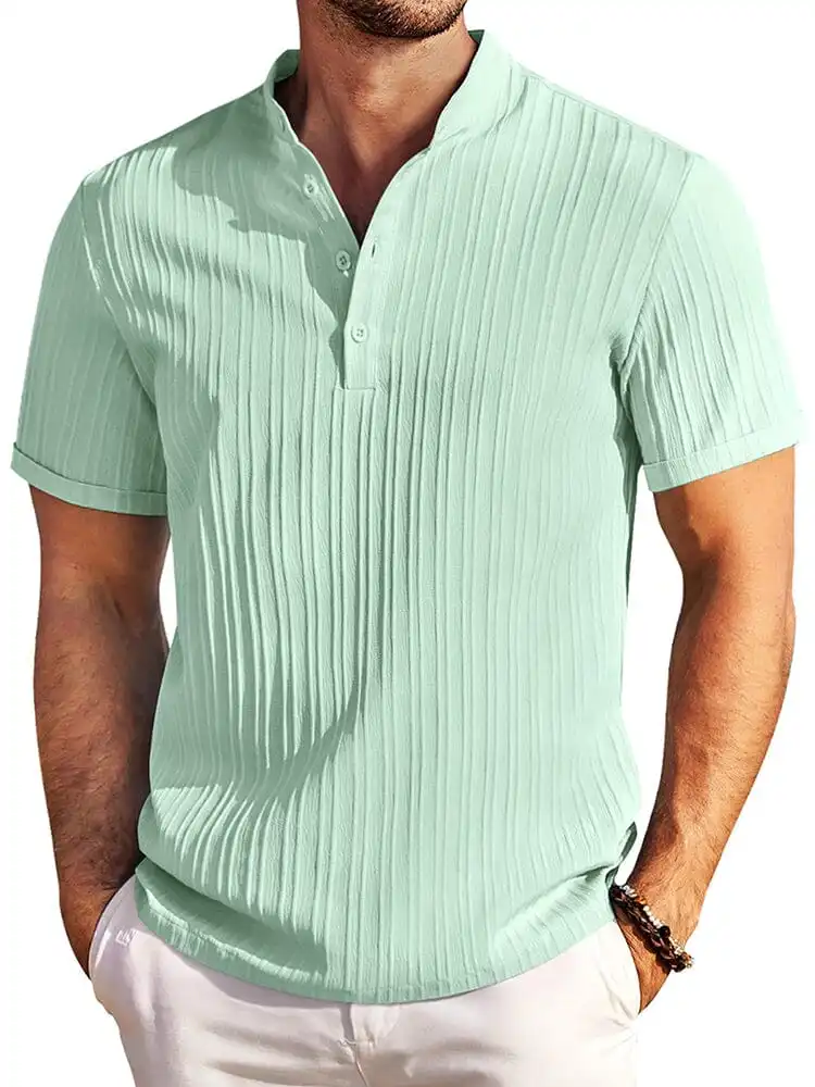 Casual Textured Henley T-Shirt
