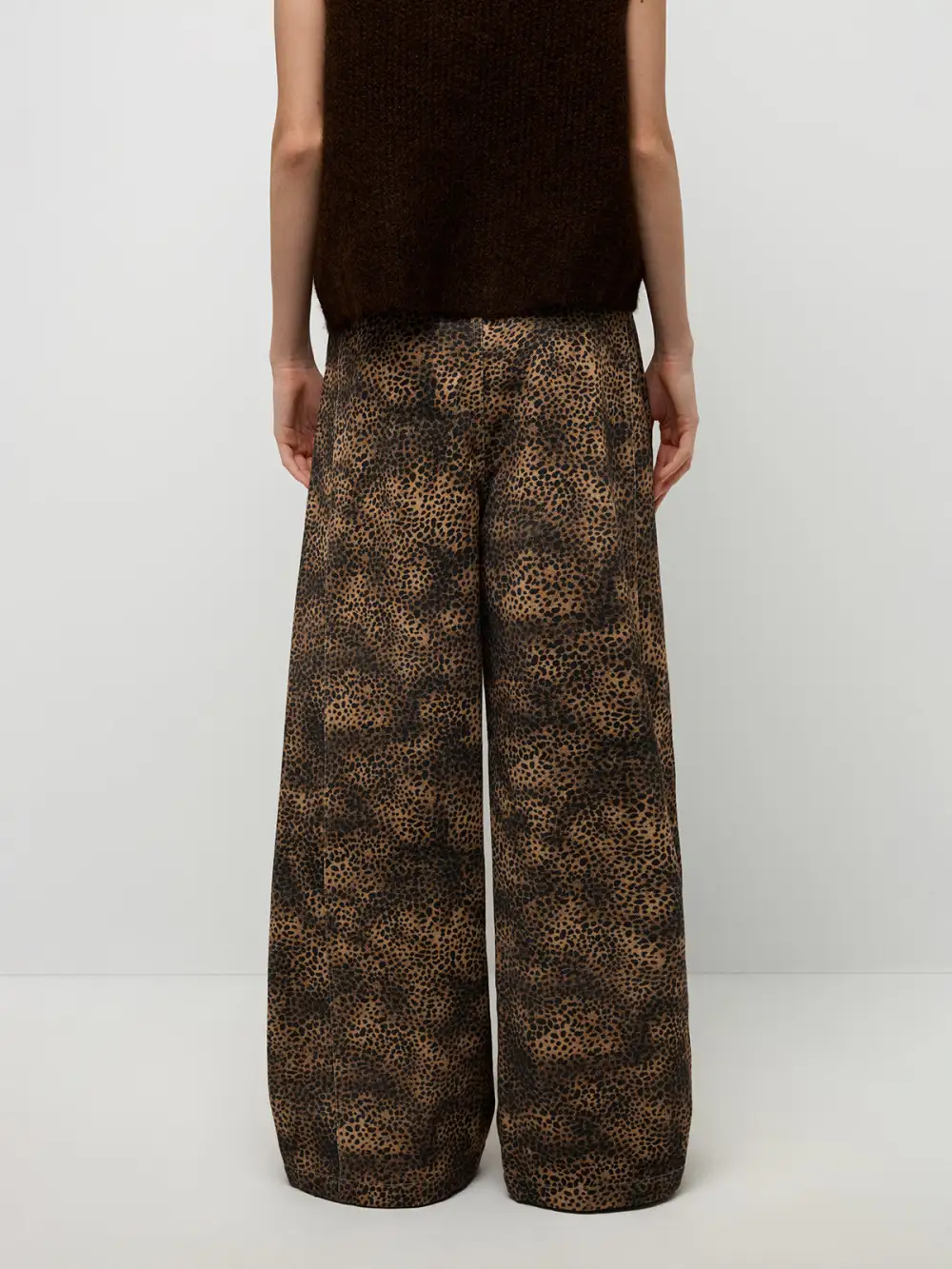 Wide-Leg High-Waist Leopard  Pants