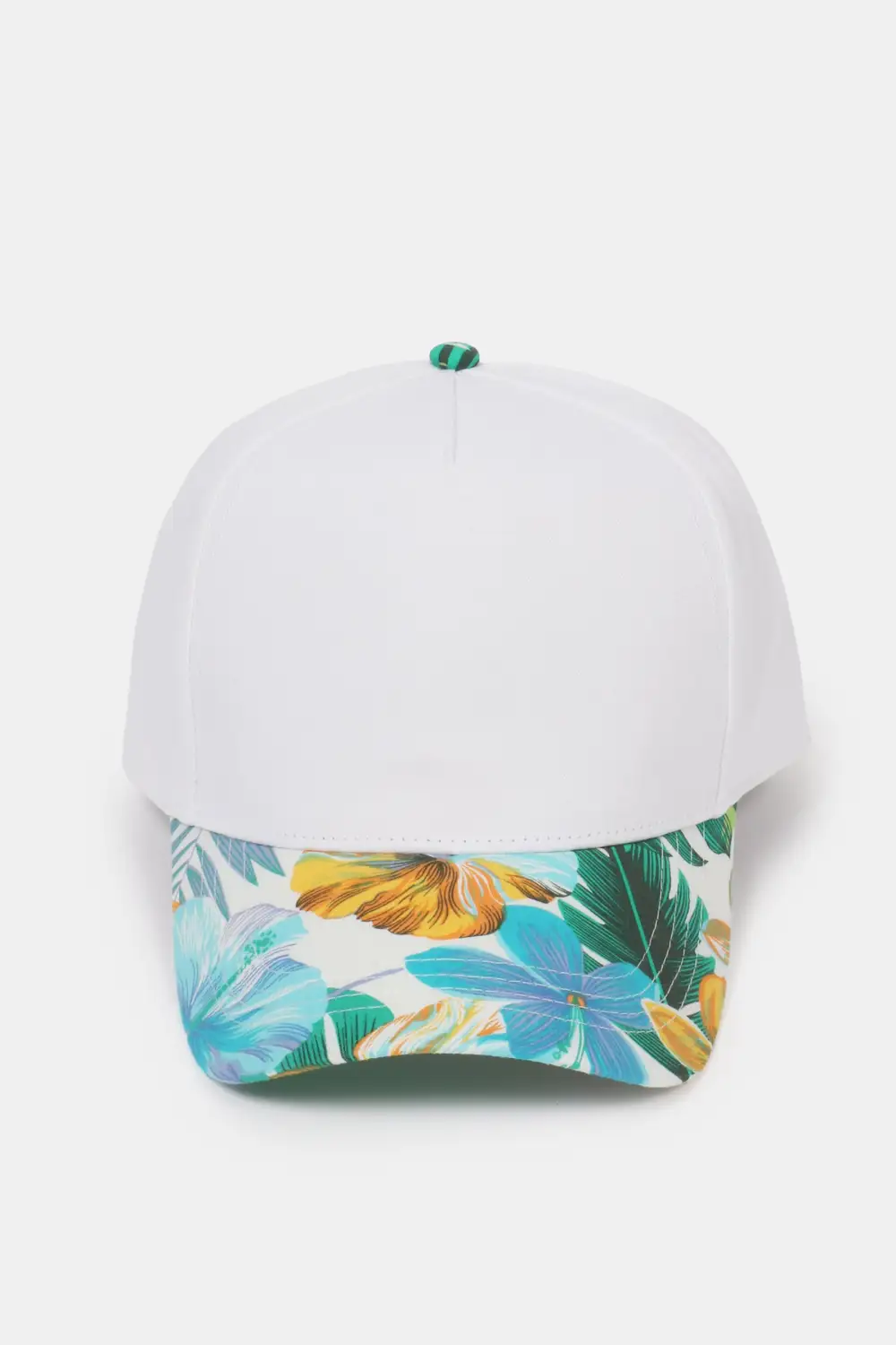 Tropical Print Two Tone Five Panel Panel Baseball Cap