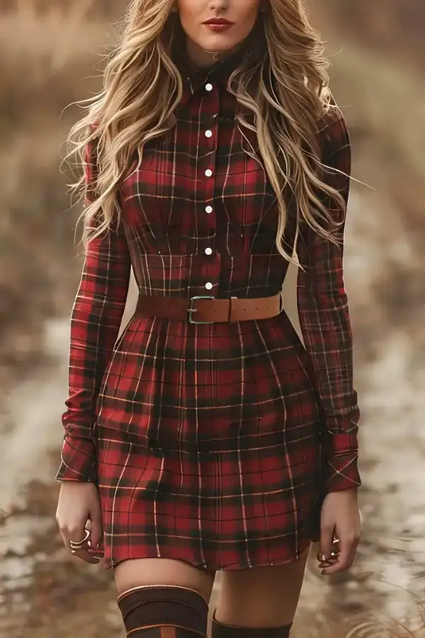 Modern Button Detail Long Sleeve And Mini Skirt Set