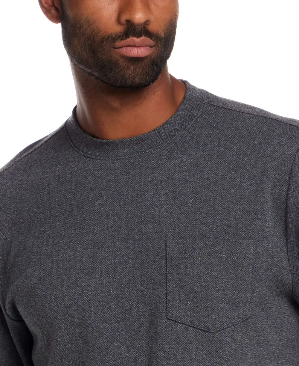 Men's Brushed Crewneck Herringbone T-Shirt