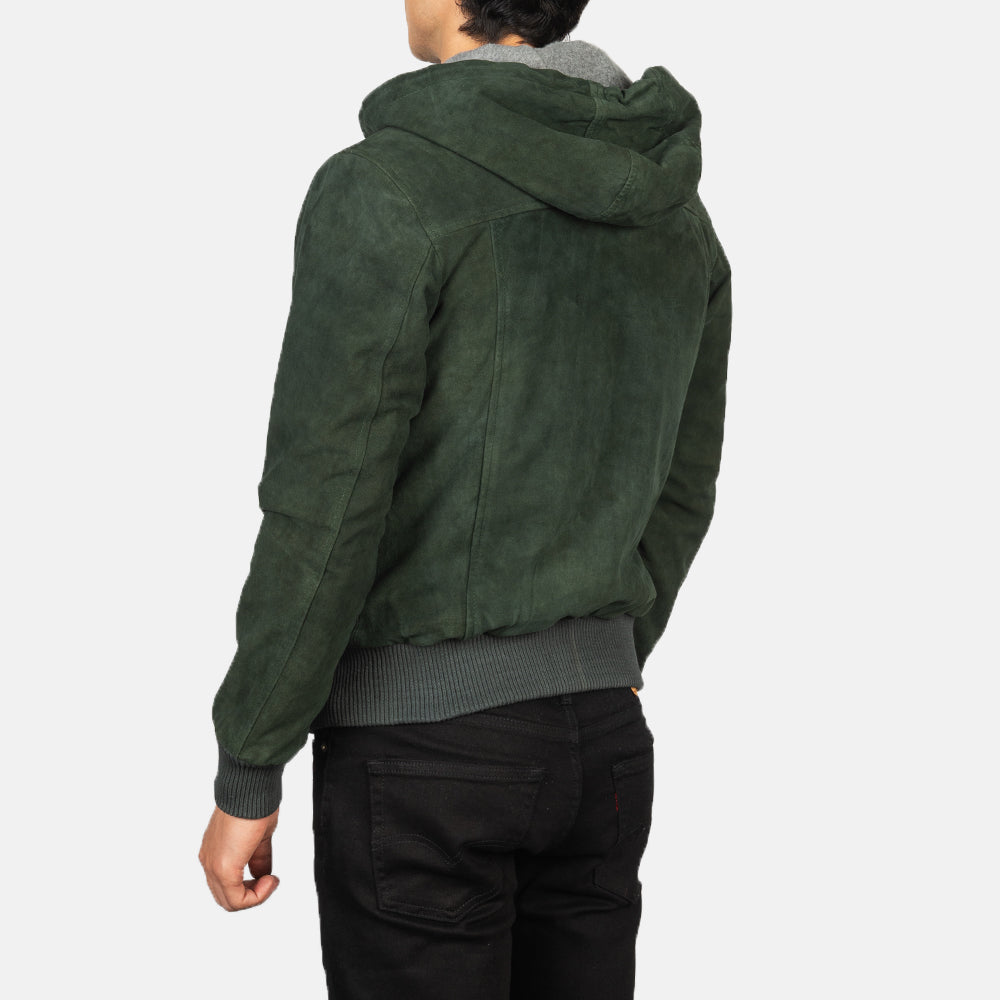 Men's Bomber Hooded Suede Jacket