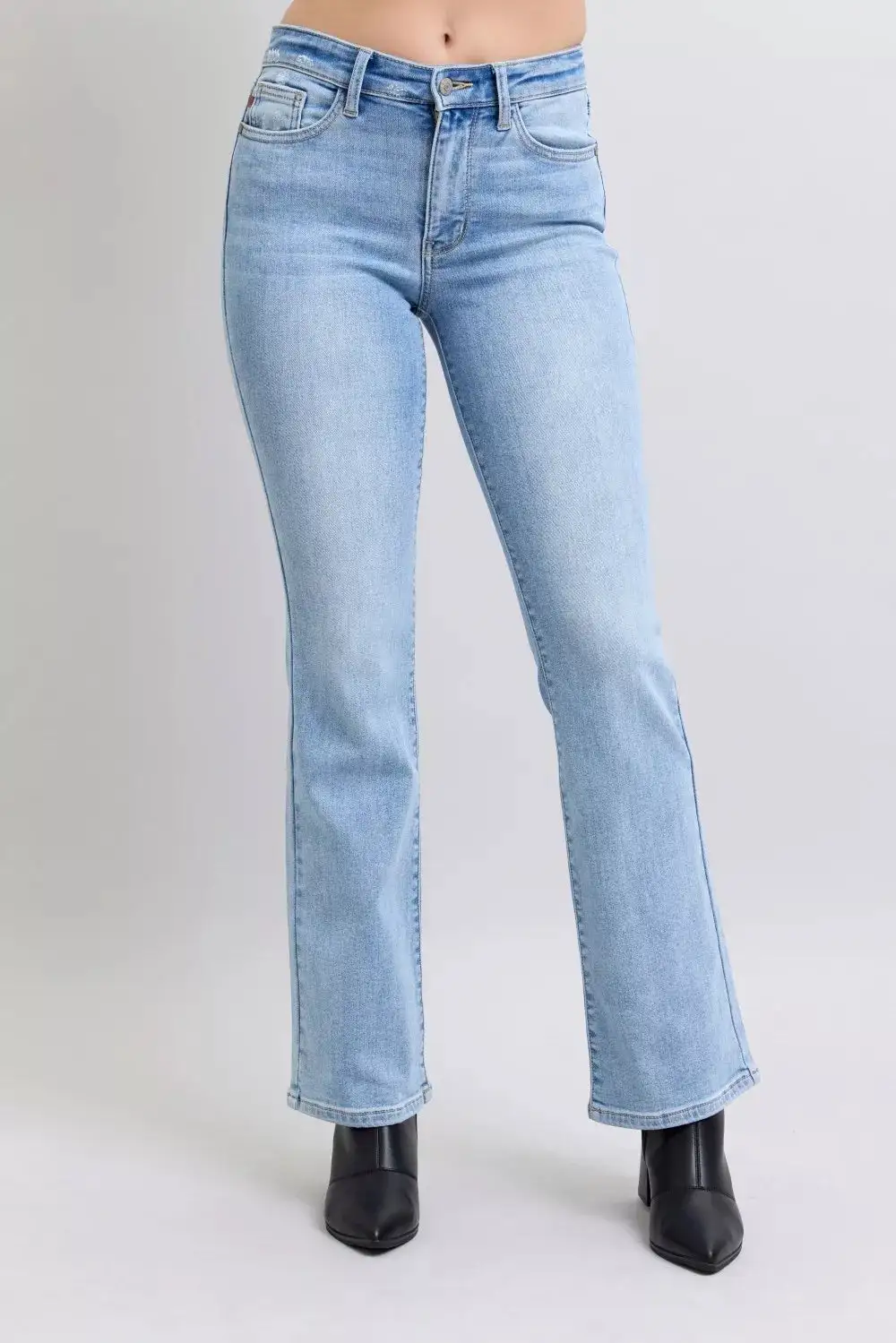 Denim Mid Rise Bootcut Pocketed Jeans