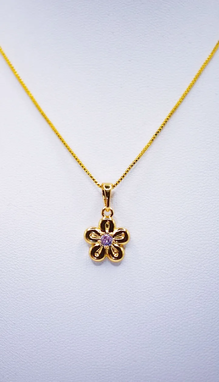 Amethyst Floral Pendant Necklace