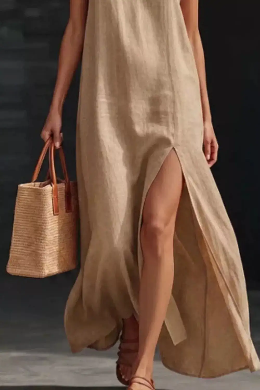 V Neck Slit Maxi Dress