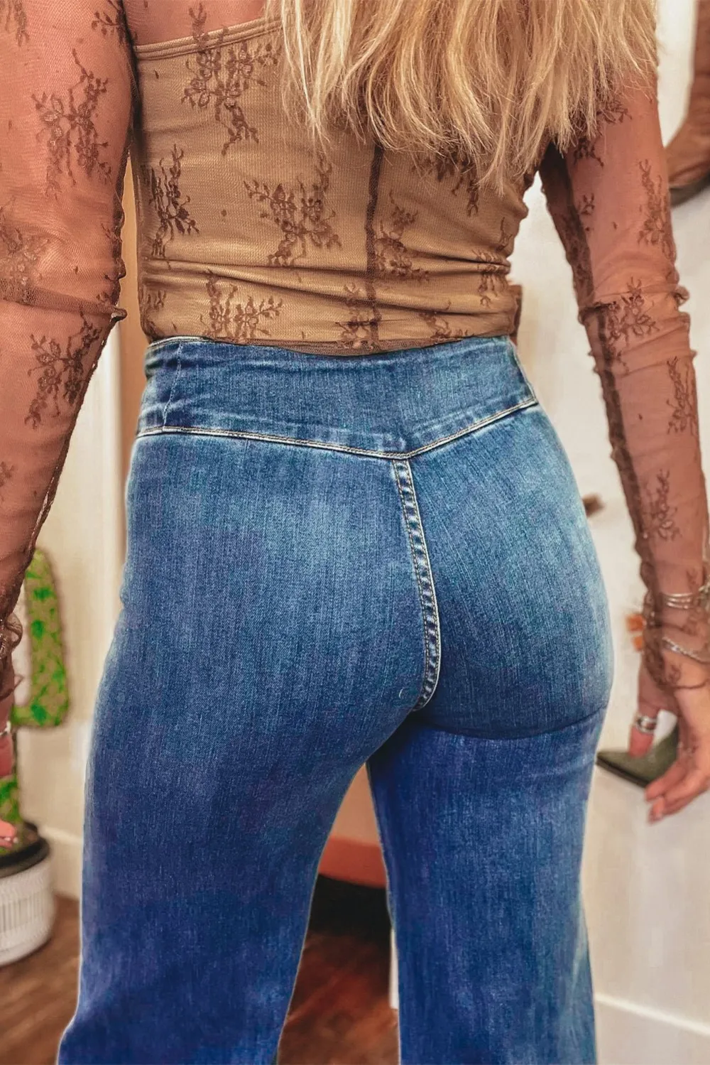 High Waist Raw Hem Casual Jeans