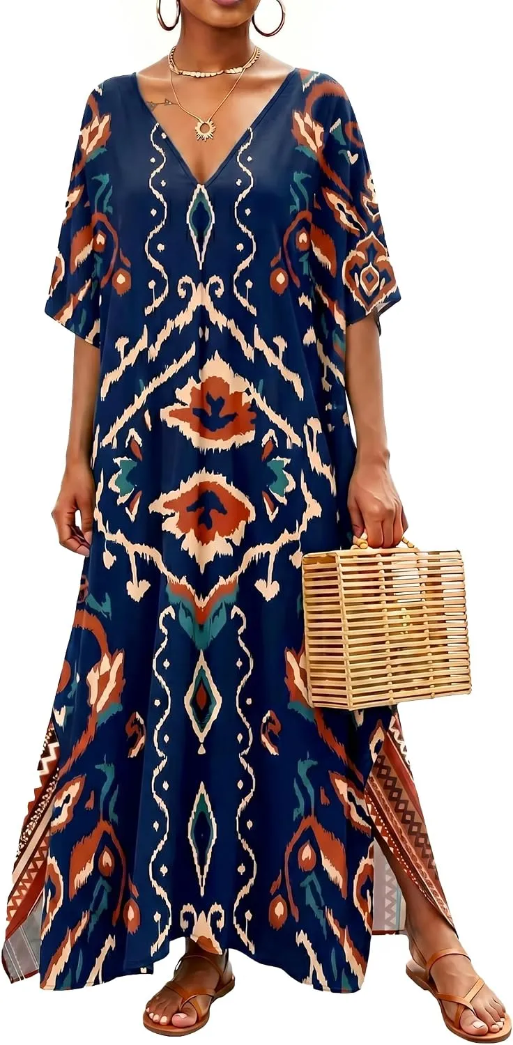 Women Moomoo Dress Beach Cover Ups for Women Long Kaftan Nightgown Muumuu Plus Size Caftan