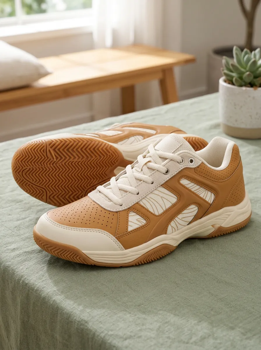 Women's Casual Tan Beige Abstract Line Printed Sneakers