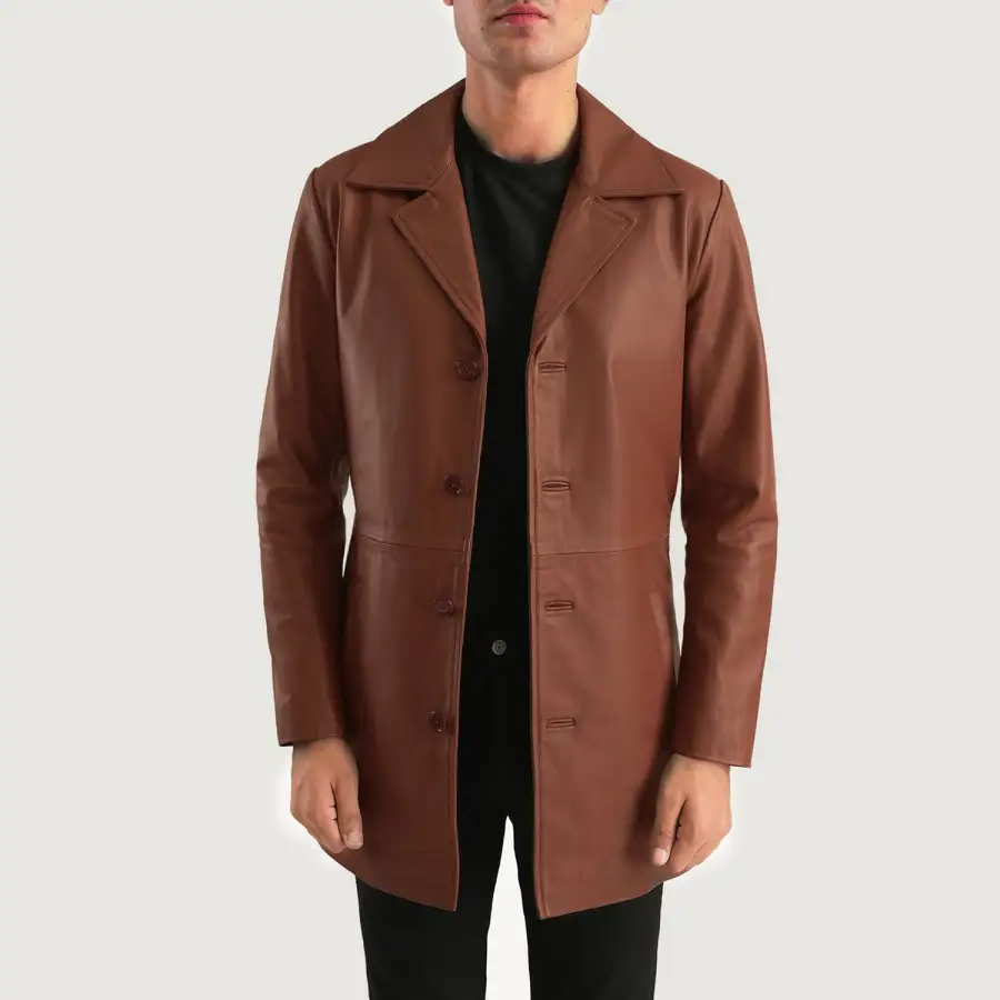 Men's Clean Line Leather Coat
