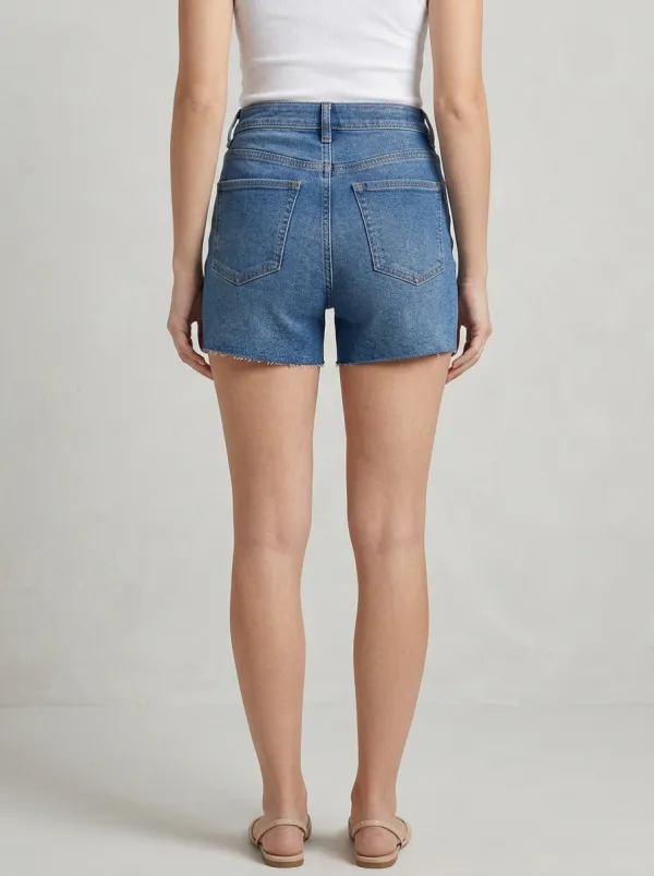Women's Modern High-Waisted Raw Hem Loose Denim Shorts