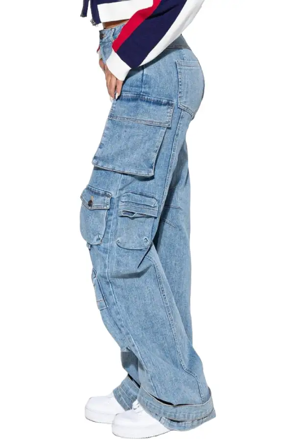 High-Rise Cargo Jeans