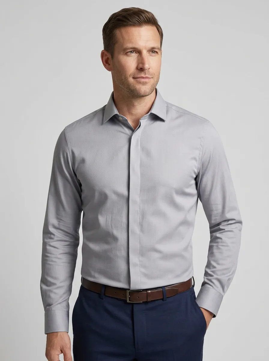 Men's Clean-Line Long-Sleeve Solid Dress Shirt