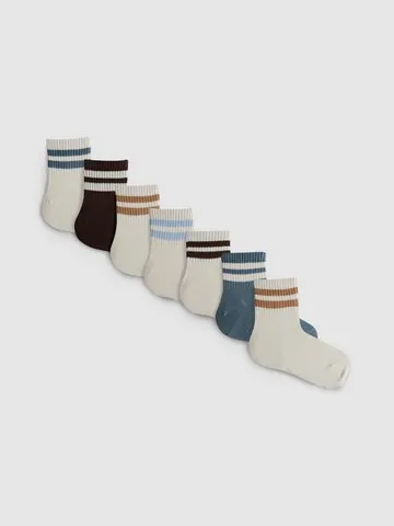 7pk Cotton Rich Ribbed Quarter Sports Socks