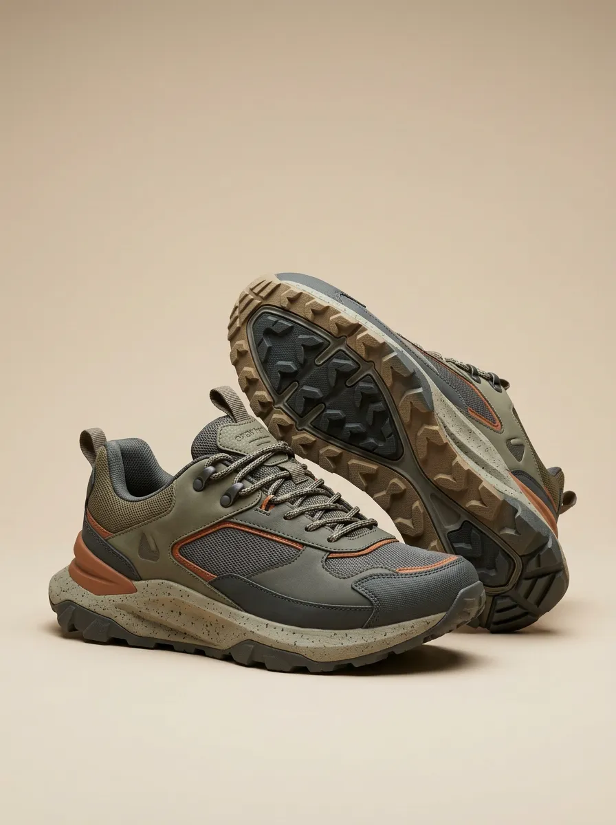 Hiking-Inspired Speckled-Sole Casual Sneakers