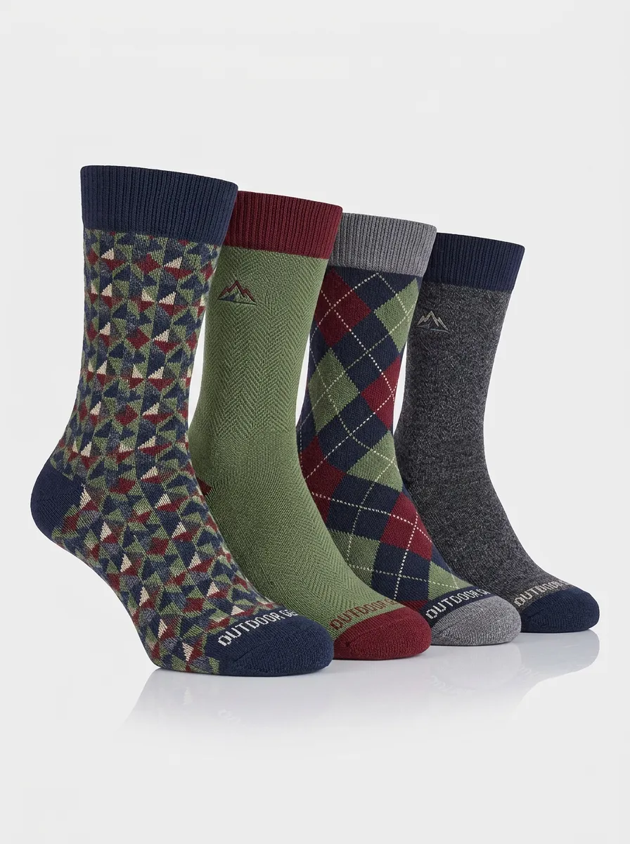 Daily Geometric Argyle Street Look Men's Four Pair Socks