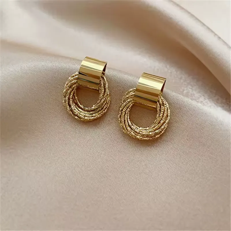 Multi-layered small round pendant women's earrings