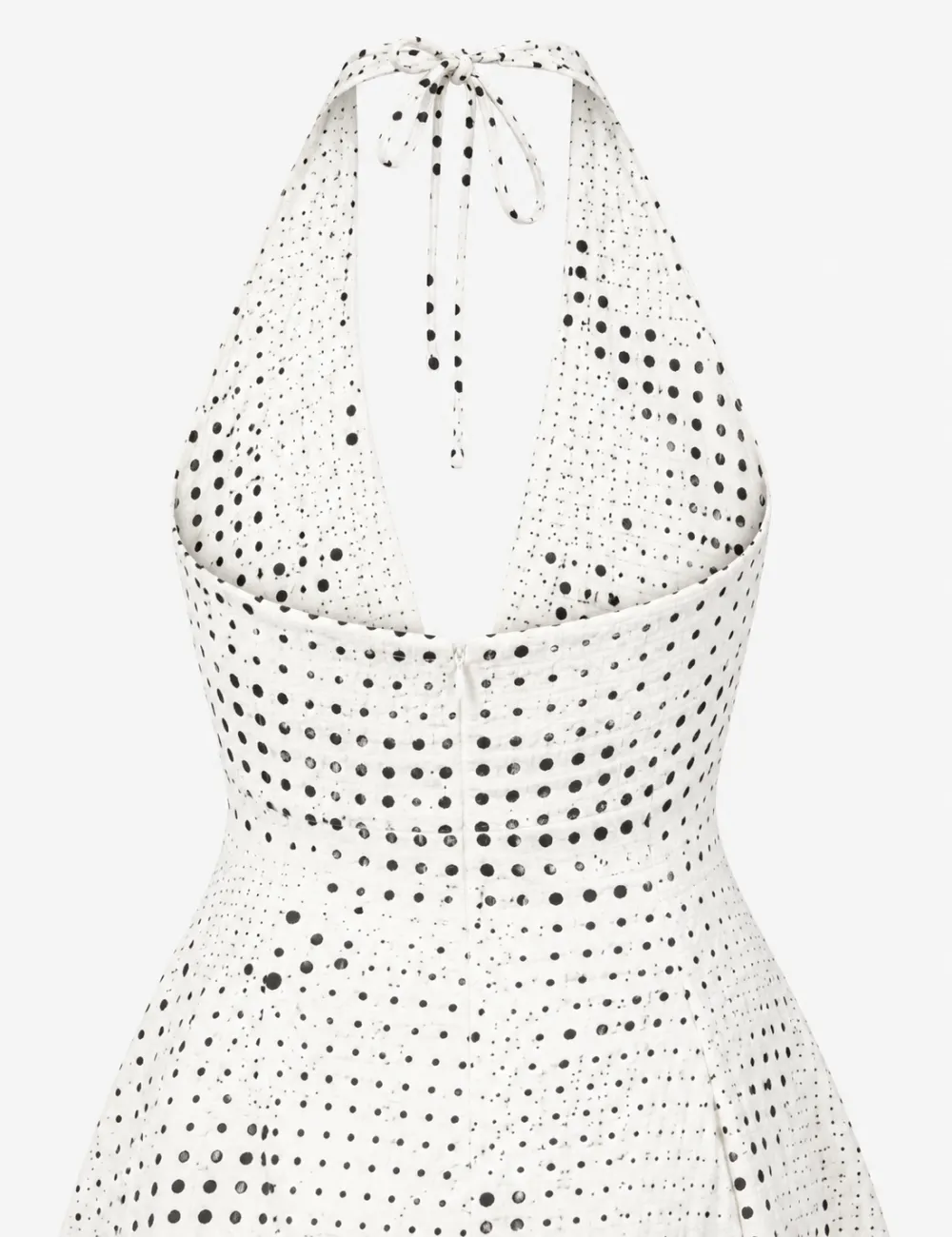 Chic Polka Dot Halter V Neck Sleeveless Mini Dress
