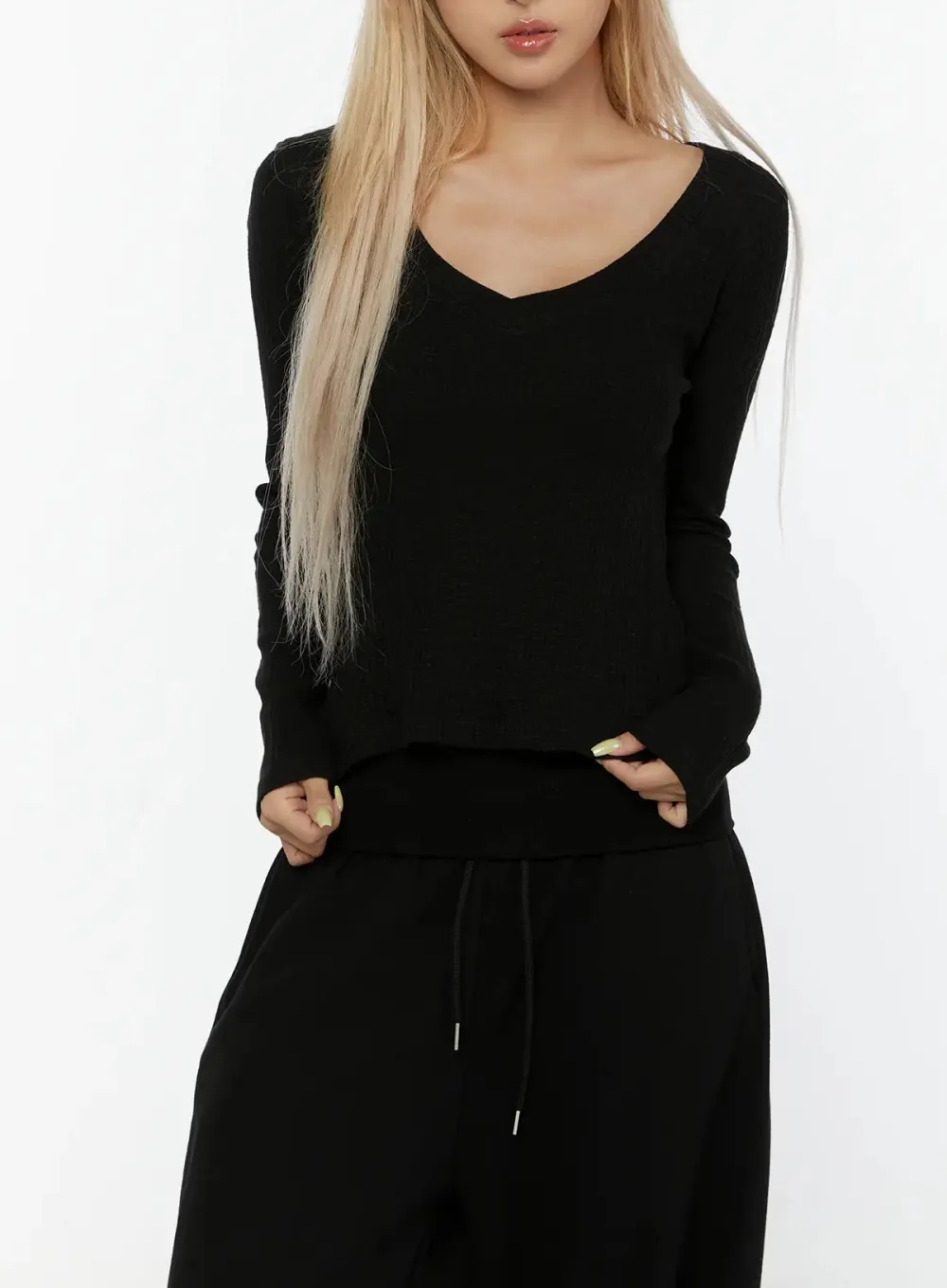Layered Ribbed Long Sleeve Tee