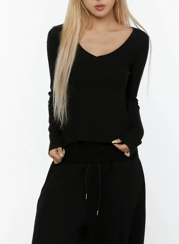 Layered Ribbed Long Sleeve Tee