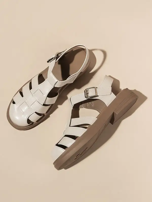 Cutout Round-Toe Gladiator Heeled Sandals