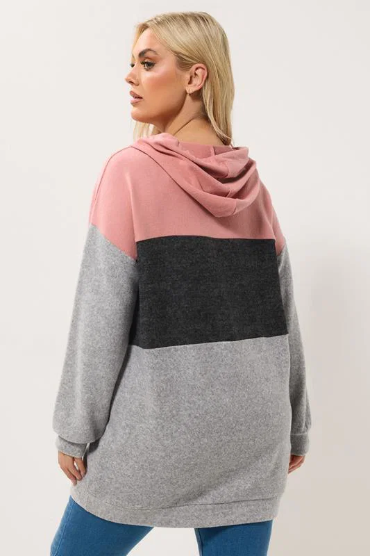 Grey Colourblock Stripe Hoodie detail 2