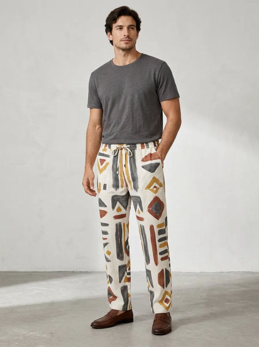 Men's Boho Geometric Abstract Printed Pants