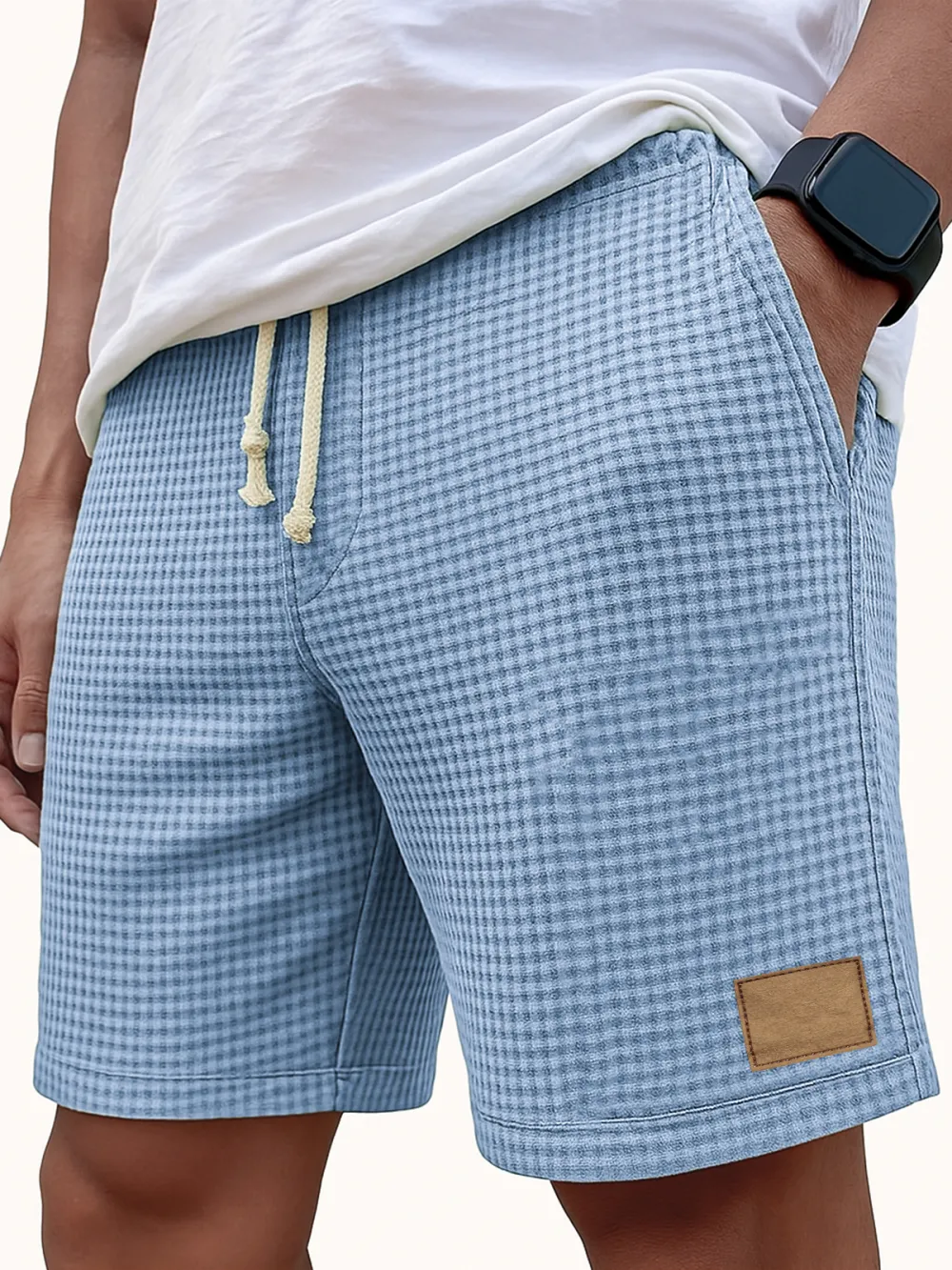 Textured Knit Seamed Detail Relaxed Shorts