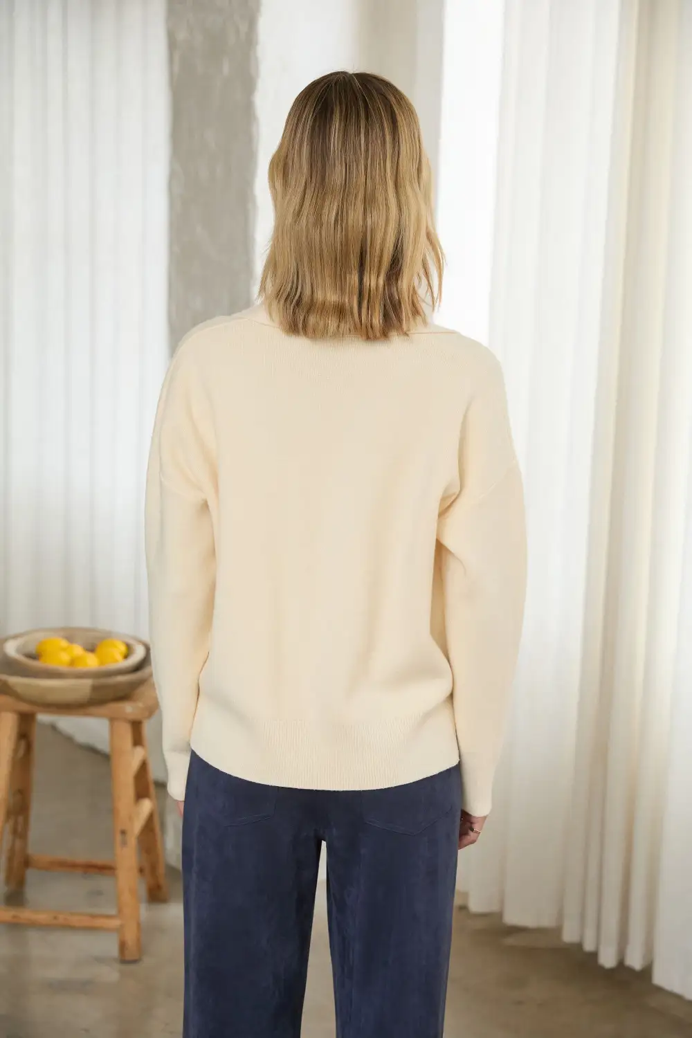 Relaxed Split Neck Sweater Top