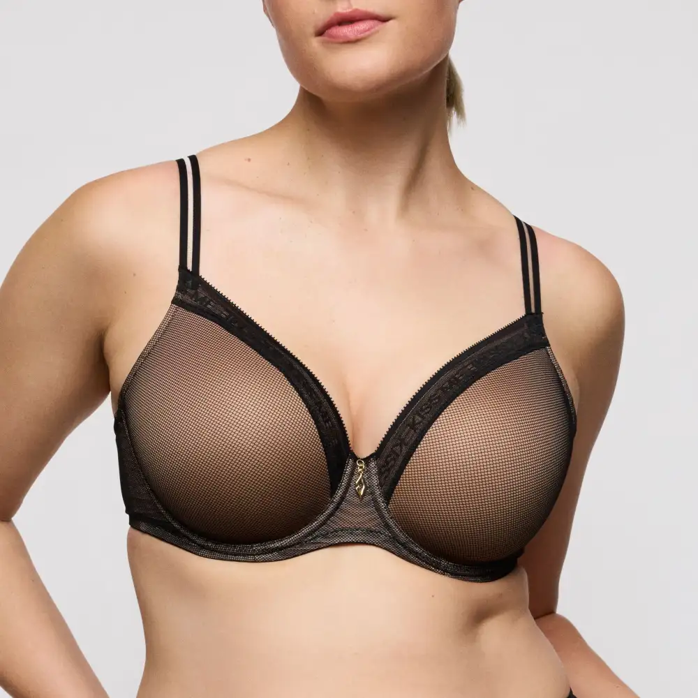 Women's Padded Seamless Adjustable Straps Mesh Rounded Shape Bra