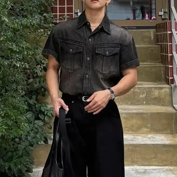 Faded Flap Pocket Denim Shirt