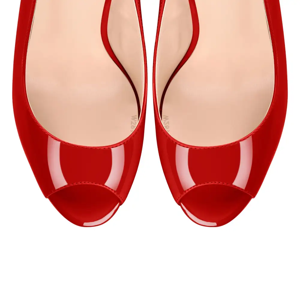 Polished Peep Toe Low Platform Stiletto Pumps