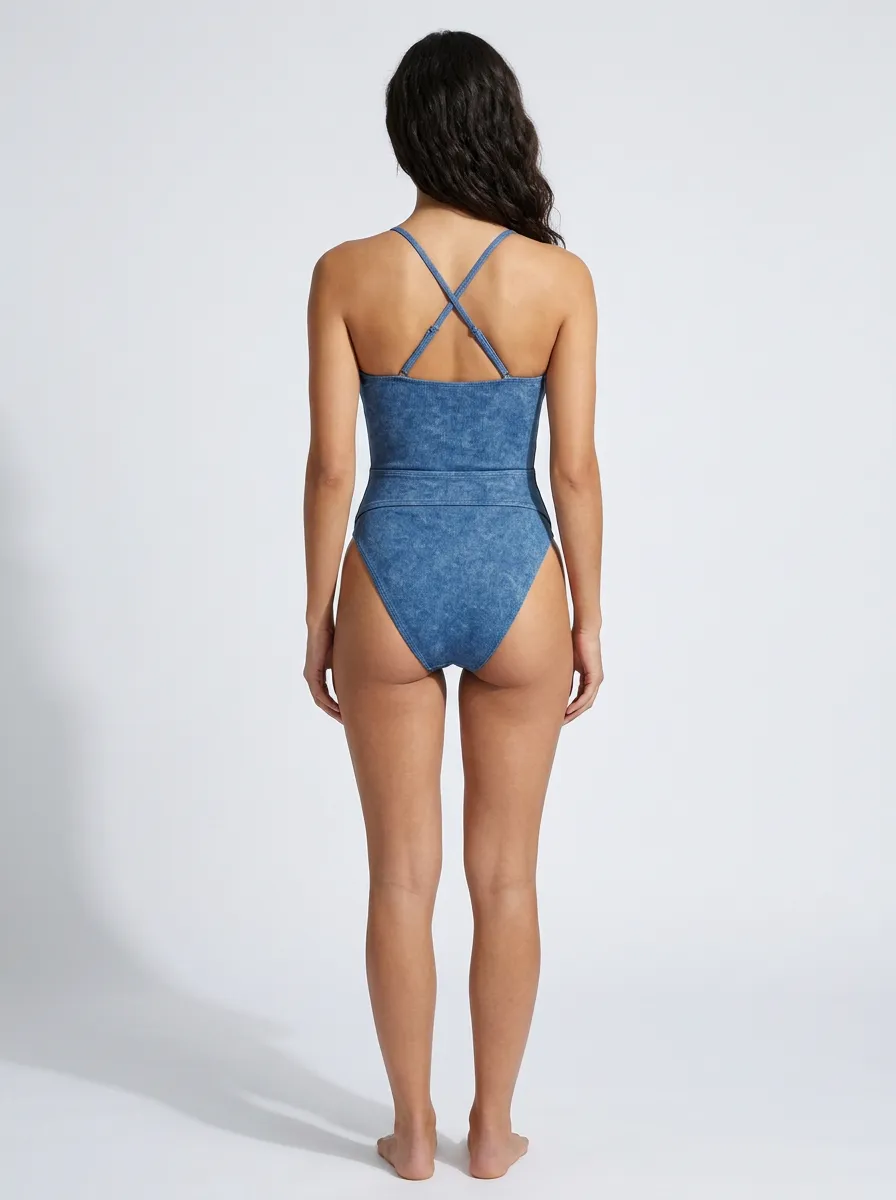Women's Cutout Halter Printed One-Piece Swimsuit