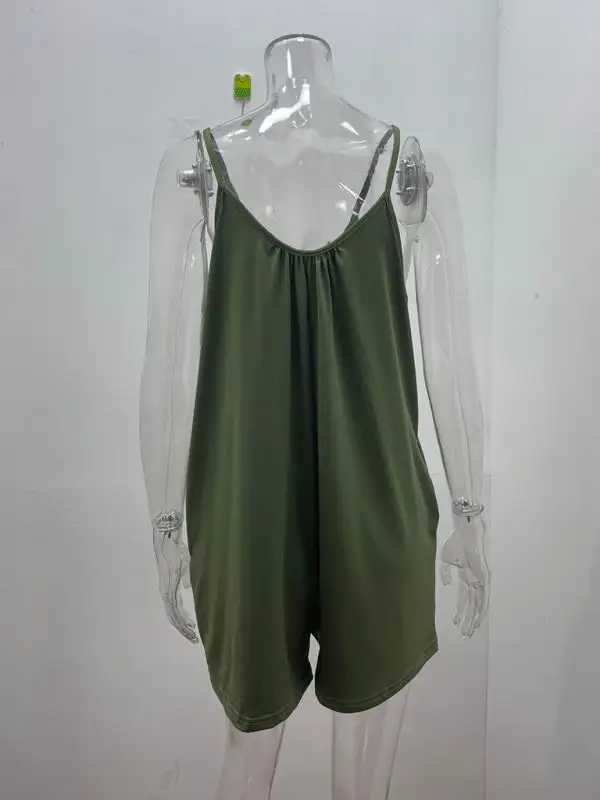 Spaghetti Strap Shorts Clean Round Neck Accessory