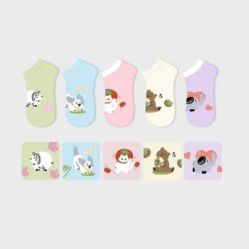 Playful Cartoon Animal Ankle Socks