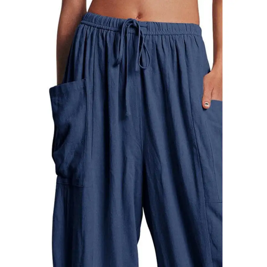Full Size Pocketed Drawstring Wide Leg Pants