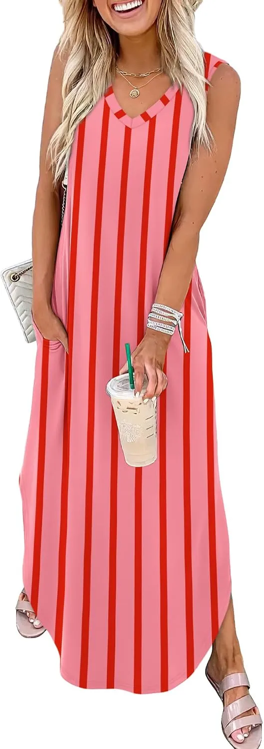 Sampeel Summer Dresses Maxi Dress Vacation Beach Sundresses 2025 with Pockets