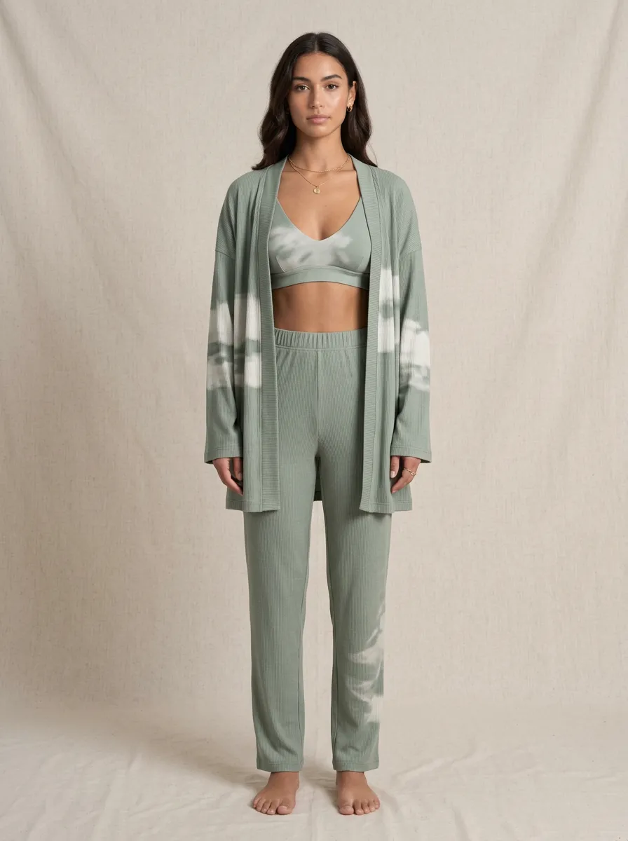 Tie Dye Linework Cardigan Lounge Set
