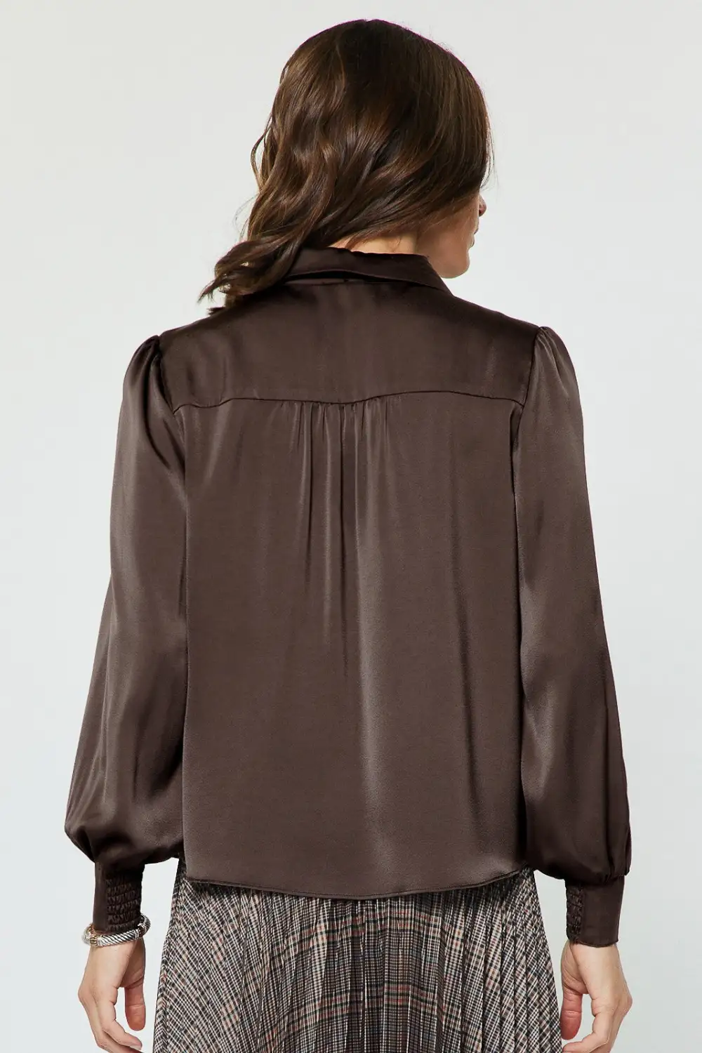 Tie At Neck Satin Blouse