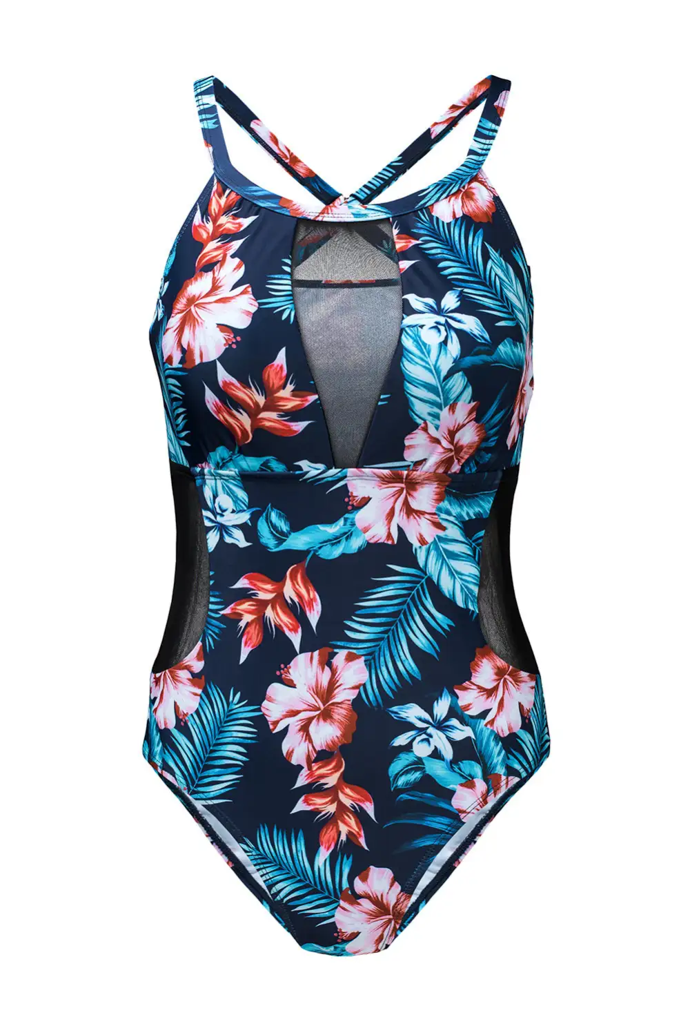 Mesh Accent Floral One-piece Swimwear