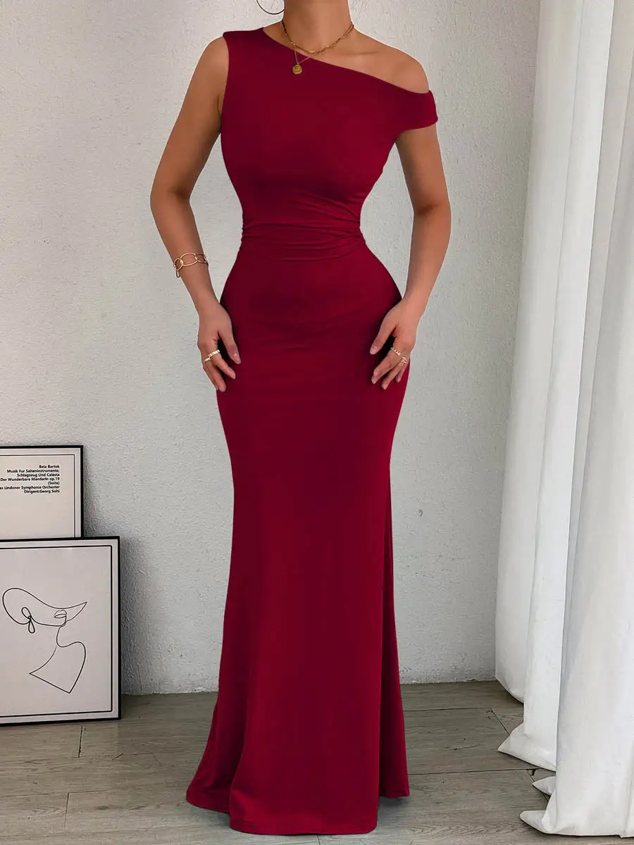 Waisted Pleated Maxi Dress