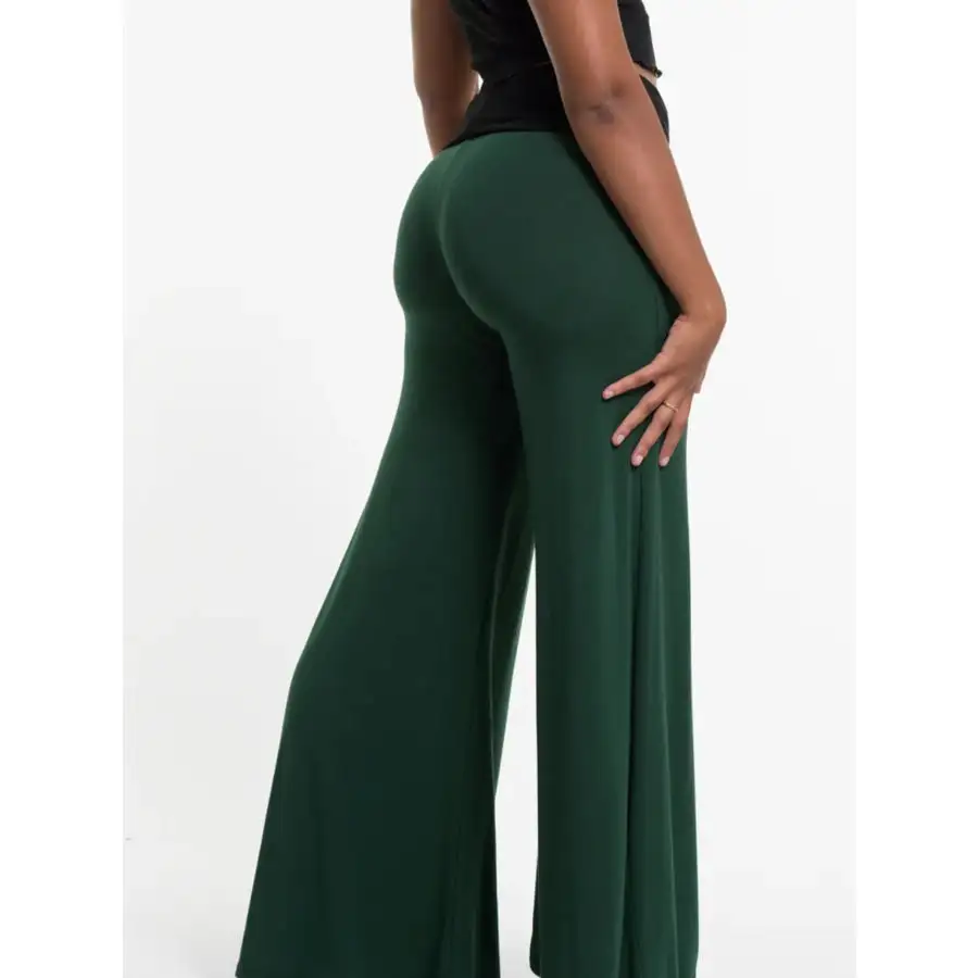 High Waisted Wide Leg Yoga Pants with Contrast Waistband