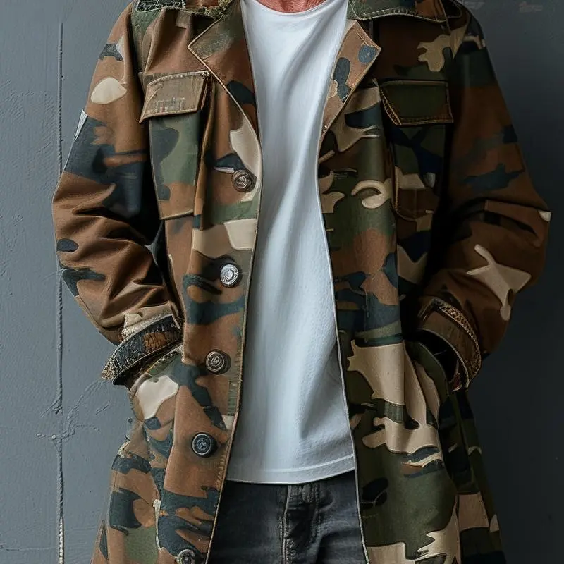 Tailored Wool Camo Coat