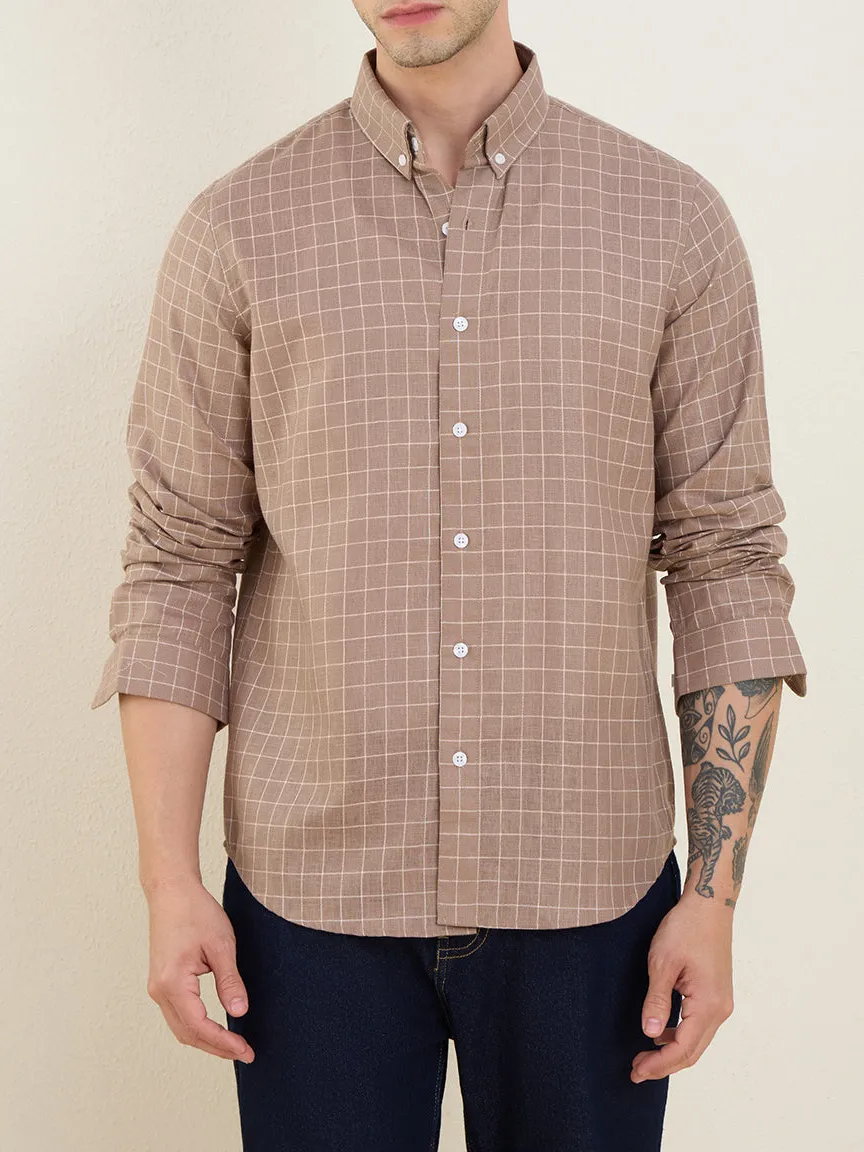 Weekend Windowpane Check Checked Slim Fit Men's Formal Shirt