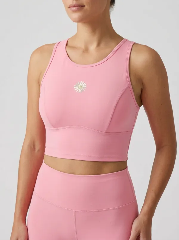 Women's Daisy-Embroidered Crop Tank