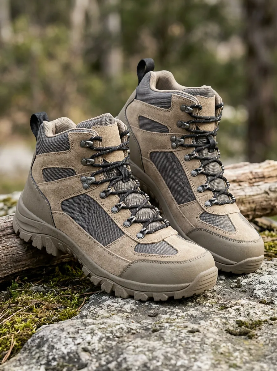 Unisex Outdoor Hiking Adventure Suede Mesh Printed Boots
