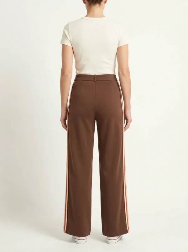 Women's High-Rise Curved-Side-Pocket Stripe Wide-Leg Trousers
