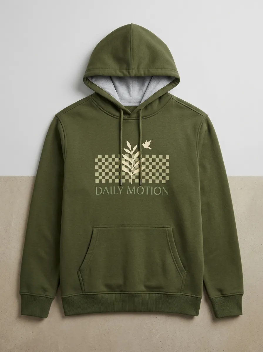 Unisex Leaf Checkerboard Print Hoodie