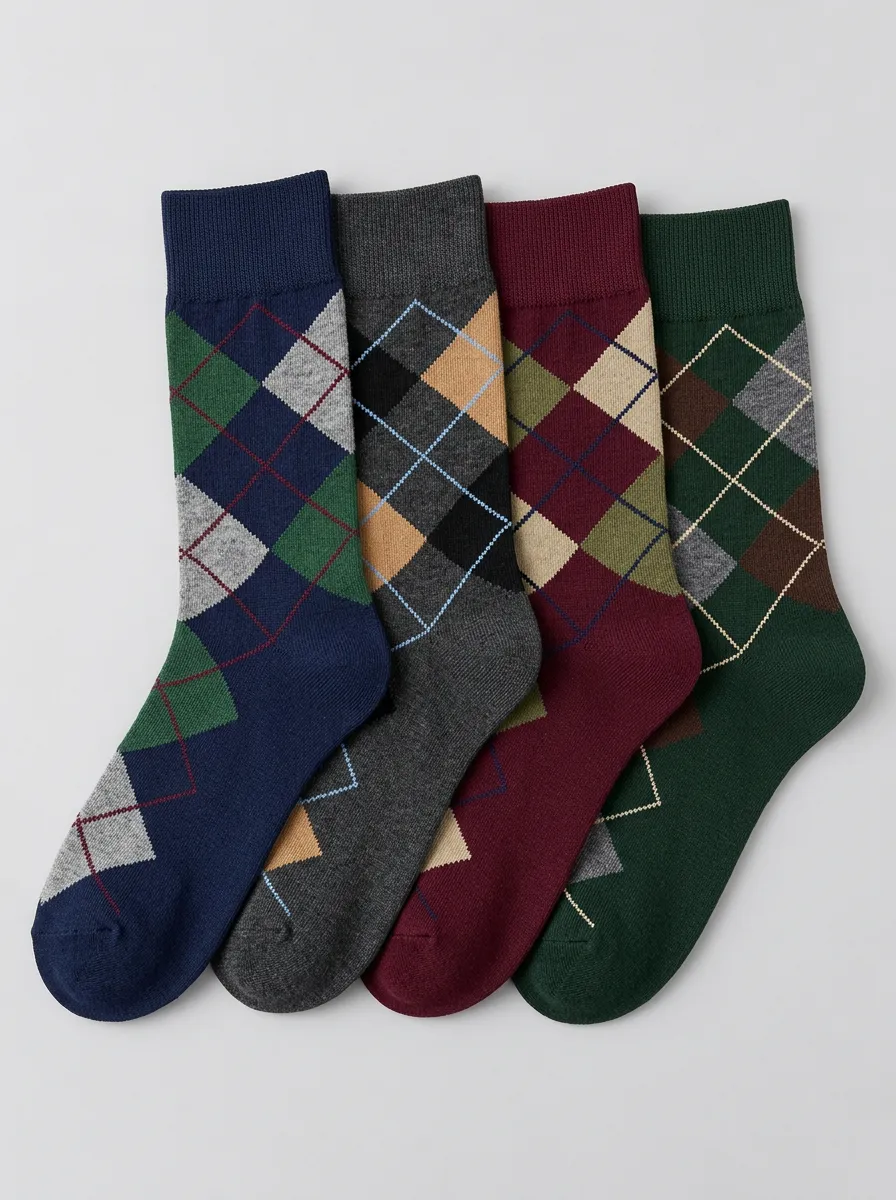 Men's Ridge Classic Argyle Pattern Printed Socks 4-Pack