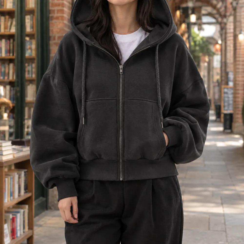 Cropped Soft-Touch Hoodie