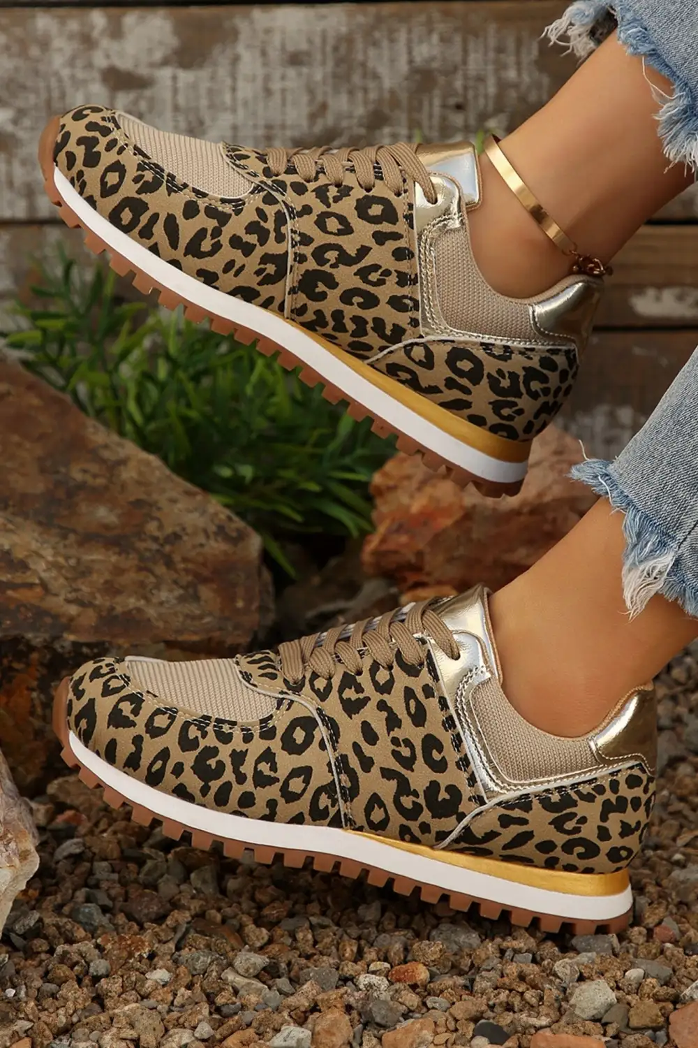 Contour Active Lace Leopard Print Sneakers